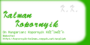 kalman kopornyik business card